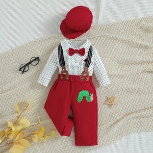 The Very Hungry Caterpillar Outfit Boy Smash Birthday Clothes Suspenders Hat